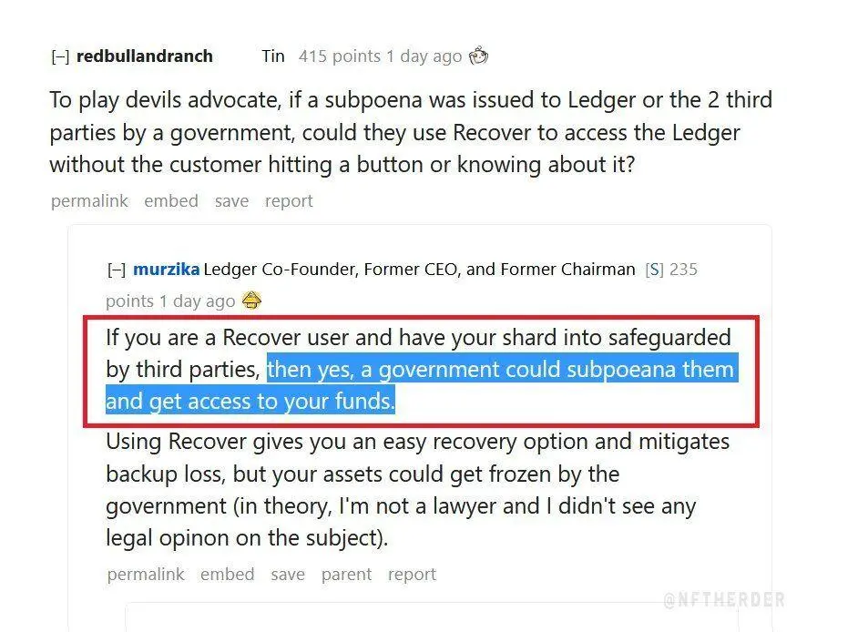 Ledger recovery issue