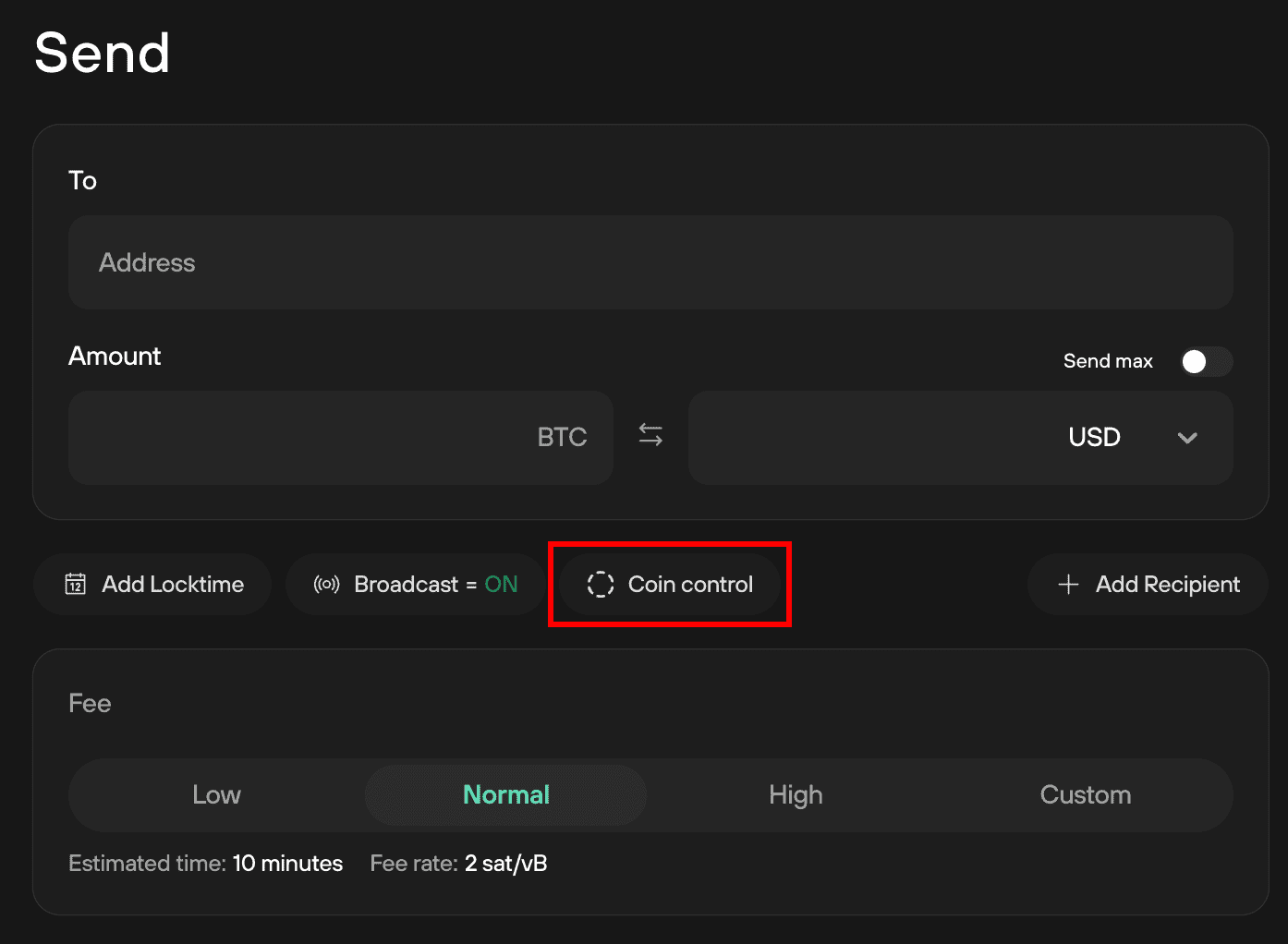 Trezor Coin Control