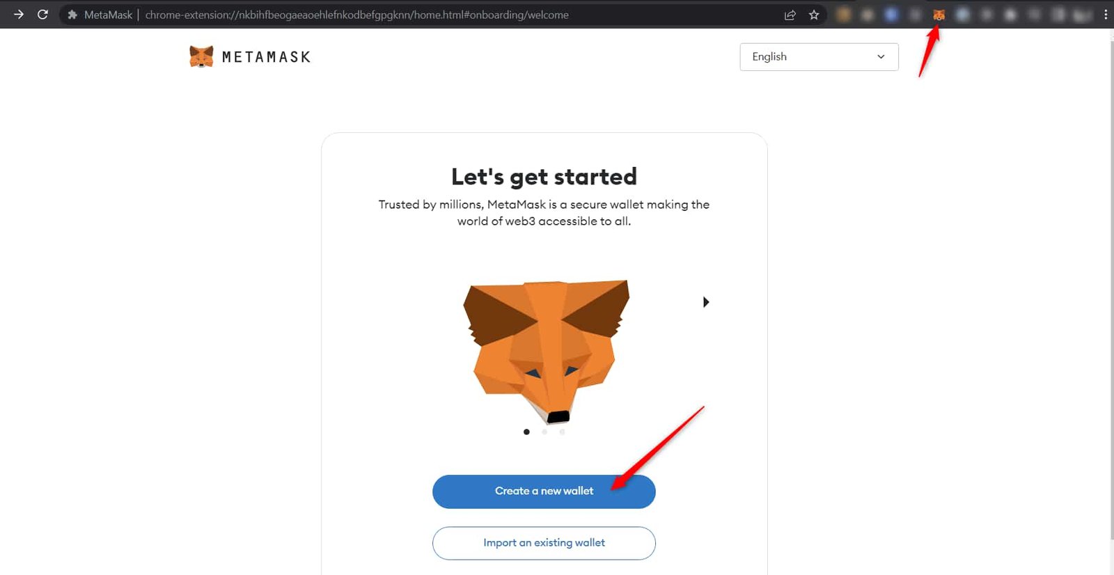 MetaMask create new wallet