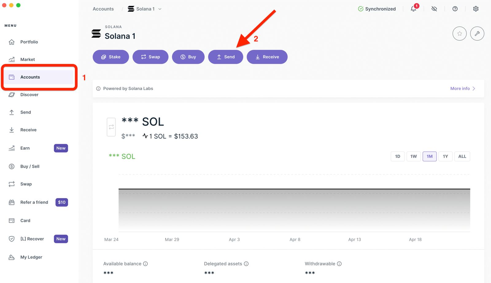 Send or receive crypto