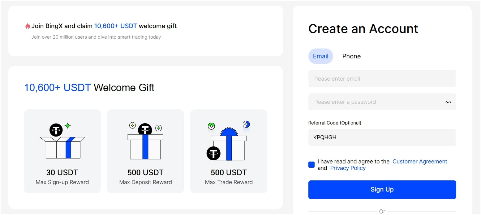 Apply BingX referral code