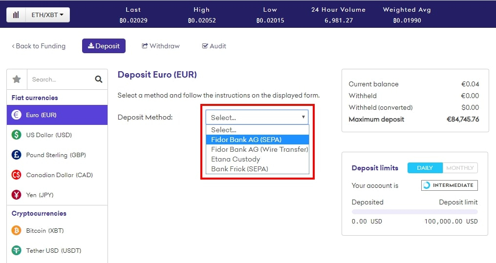 deposit funds