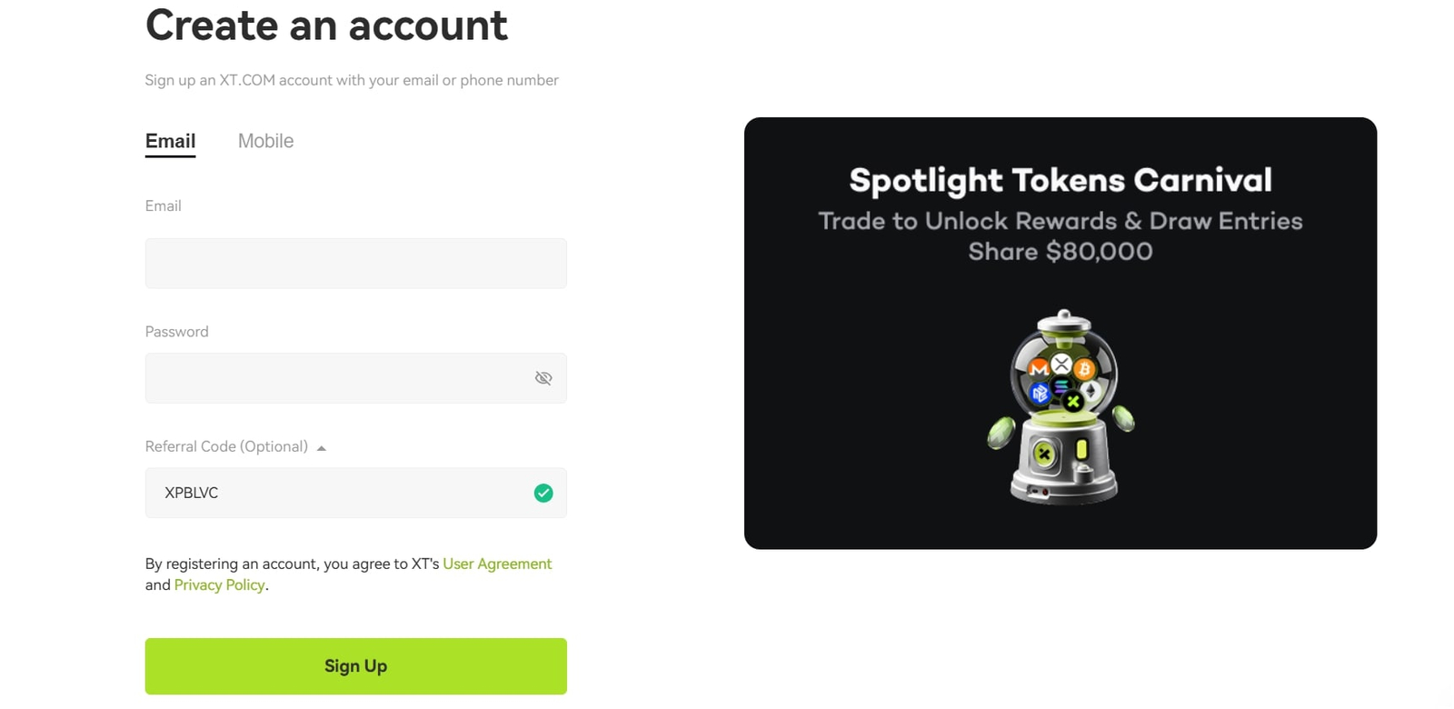 Enter XT referral code