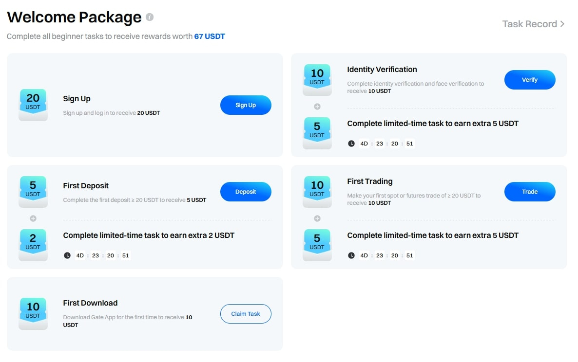 67 USDT bonus (it's beginner tasks)