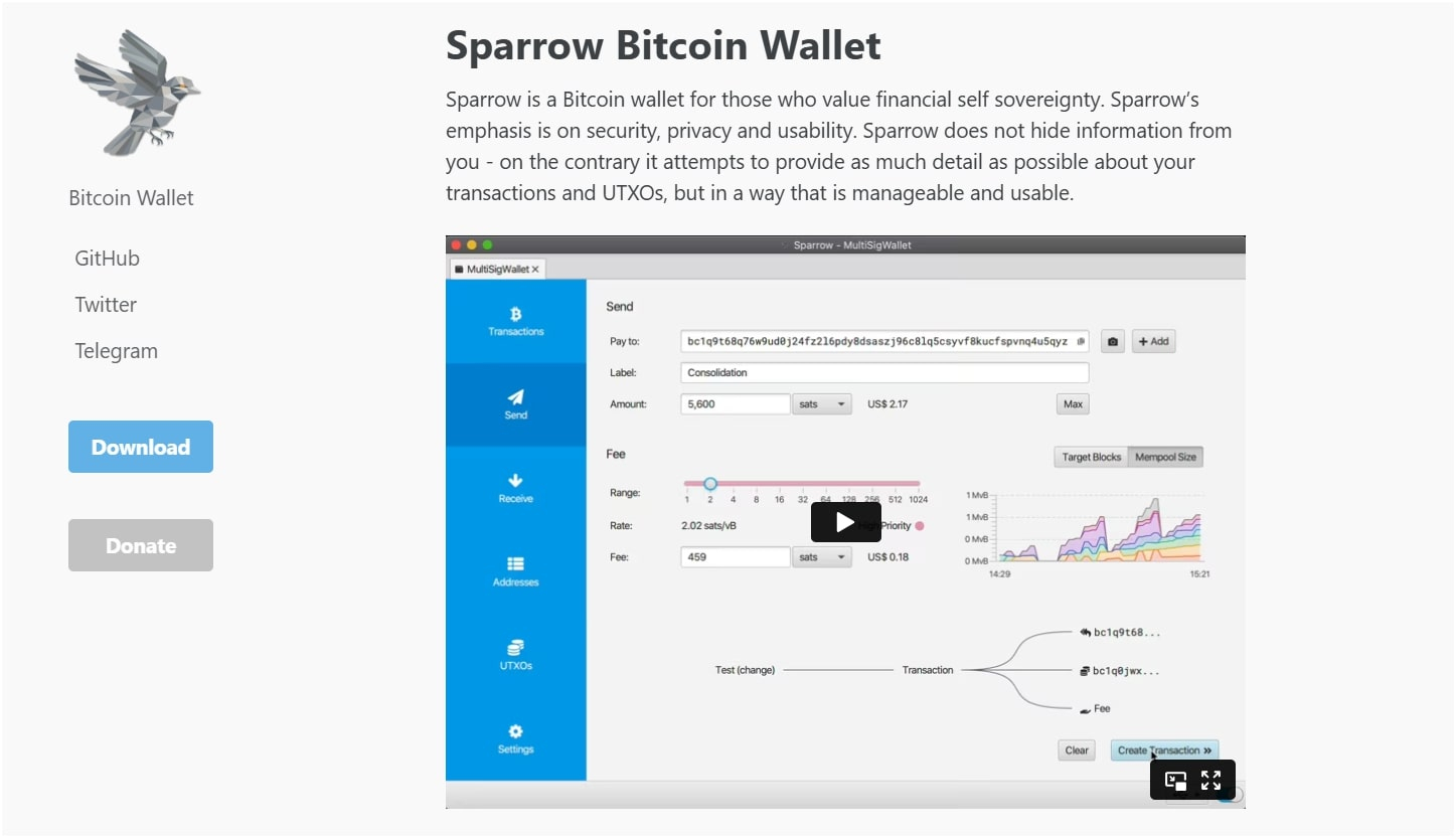 Sparrow Bitcoin wallet