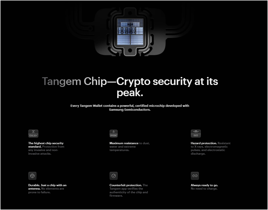 is Tangem cold wallet safe? Chip security measures
