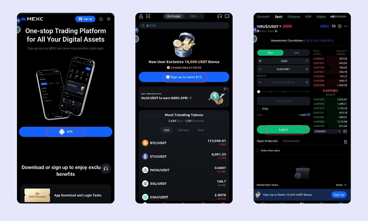 MEXC mobile app