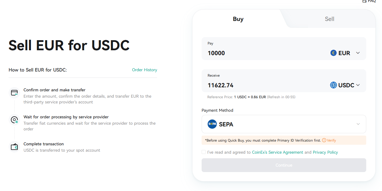 CoinEx fiat deposits