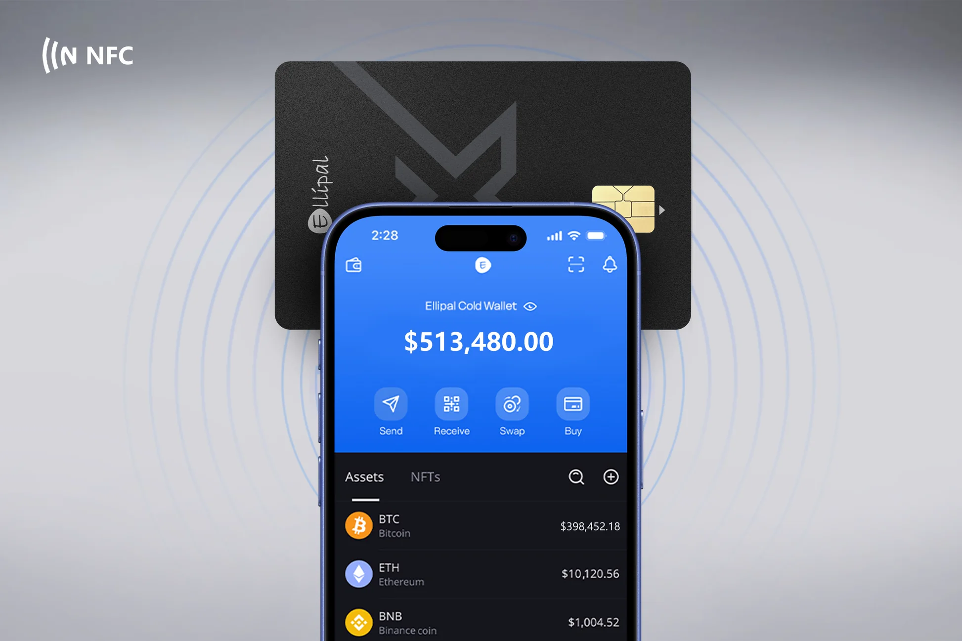 ELLIPAL X Card NFC mobile wallet app screen