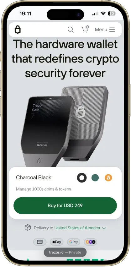 Trezor safe 7 image view and  screenshots