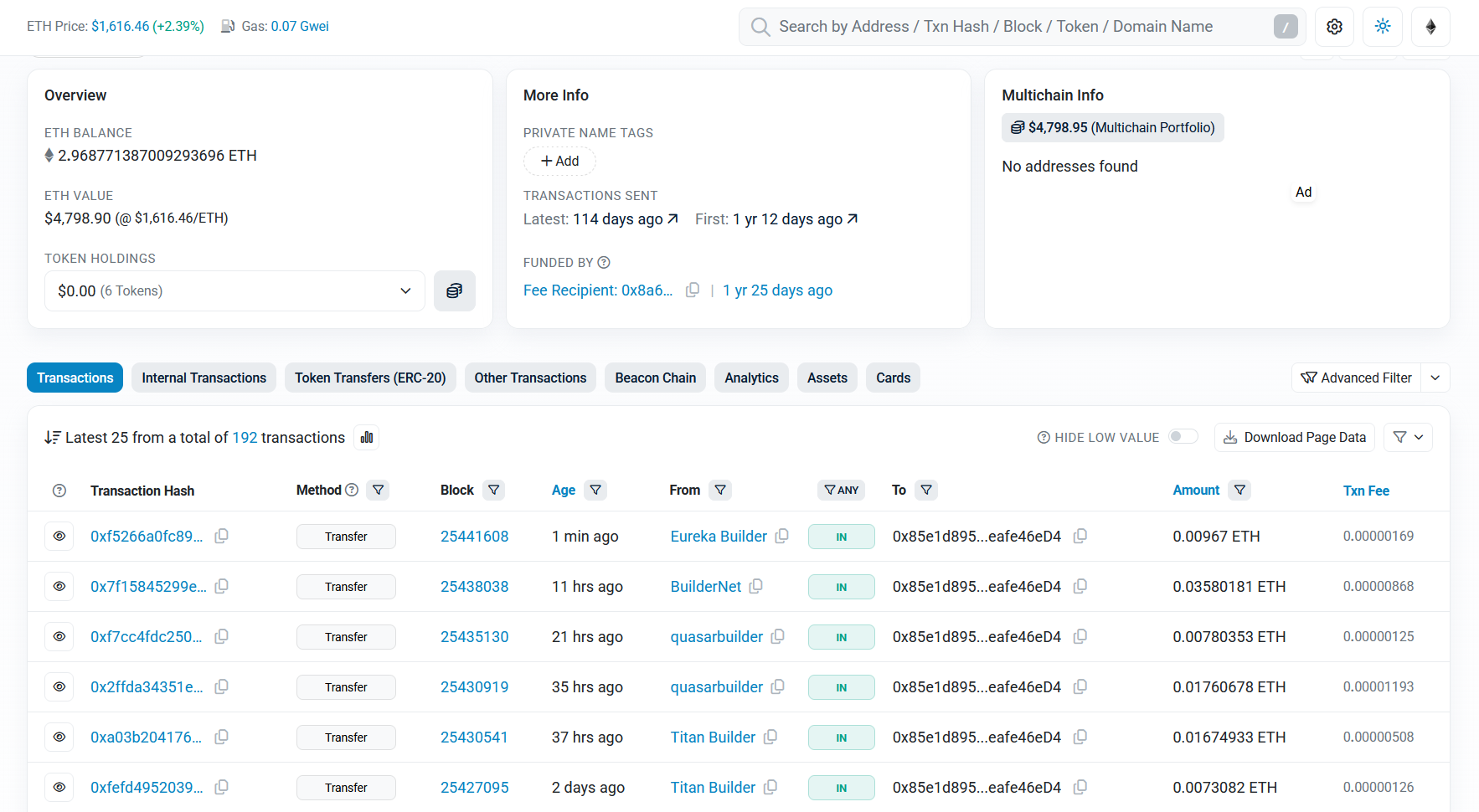 Etherscan Ethereum wallet and blockchain explorer